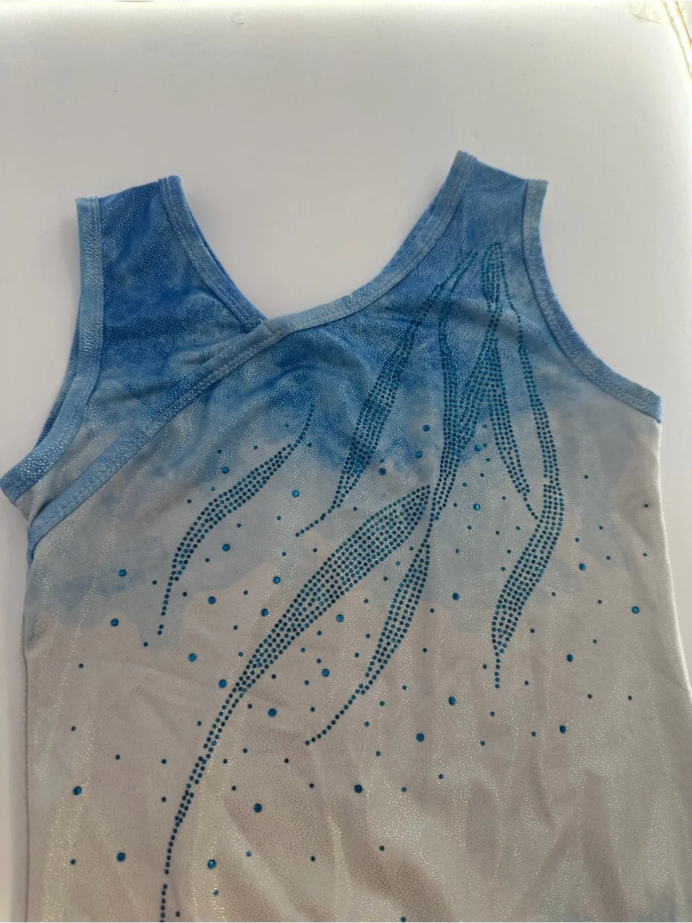 Girls Blue Sparkly Gymnastics Leotard Size 10A Dance Ballet Athletic Bodysuit
